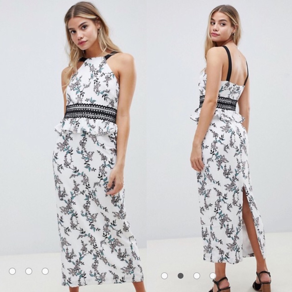 NWOT Stylestalker white peplum dress back slit